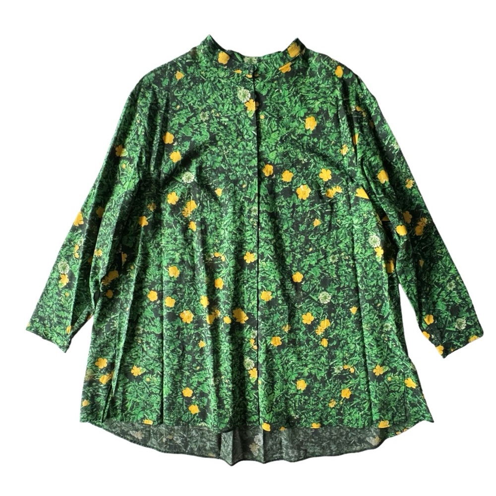 Akris Buttercup Voile Floral Print Tunic Button Down | 12 NWT - Picture 6 of 13